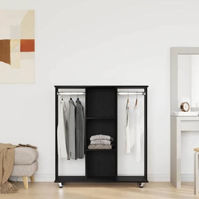 Kledingkast met wiel Zwart eiken 102 x 38 x 110 cm Bewerkt hout