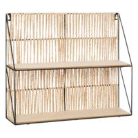 Wandplankje Tatra 2 laags - zwart/beige - metaal/hout/papier - 48 x 12 x 40 cm