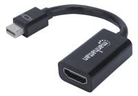 Manhattan 151528 Mini-displayport Adapter [1x Mini-DisplayPort stekker - 1x HDMI-bus] Zwart 12.00 cm