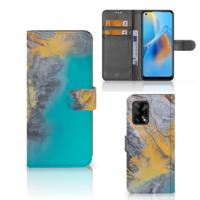 OPPO A74 4G | Bookcase | Marble Blue Gold