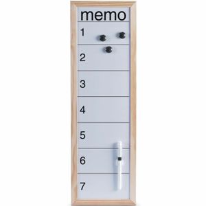 Magnetisch whiteboard/memobord met houten rand 20 x 60 cm   -