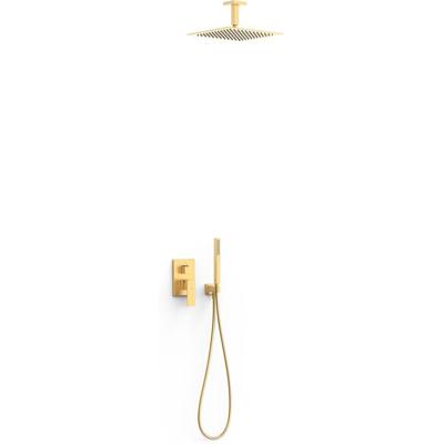 Regendouche set Tres Cuadro | Inbouw | Mengkraan | 2-weg | Vierkant | 24k Goud mat