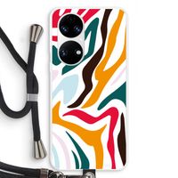 Colored Zebra: Huawei P50 Transparant Hoesje met koord Colored Zebra: Huawei P50 Transparant Hoesje met koord