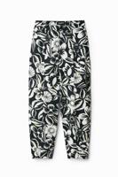 Broek met bloemenprint - BLACK - S