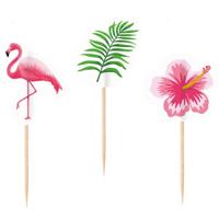 Cocktailprikkers Flamingo - 100x st - hawaii/tropische thema - prikkers - prikkertjes