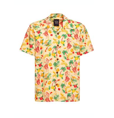 King Kerosin Hula Shirt Ecru Yellow-XXL