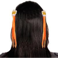 Haarspeldjes - oranje kroontjes - 2x - met haar - Koningsdag speldjes - EK/WK