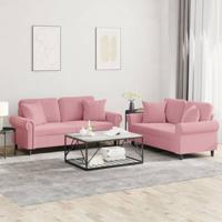 2-delige Loungeset met kussens fluweel roze