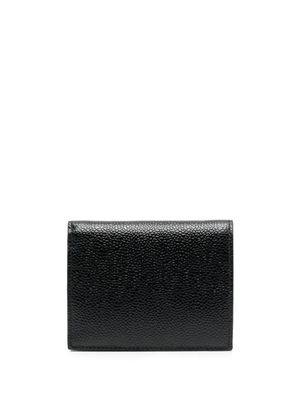 Thom Browne Billfold With Coin Compartment In Pebble Grain - Noir Thom Browne Billfold With Coin Compartment In Pebble Grain - Noir