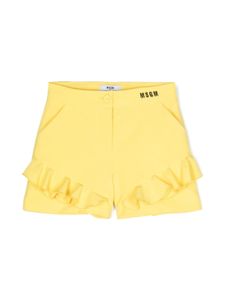 MSGM Kids short volanté à logo brodé - Jaune