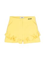 MSGM Kids short volanté à logo brodé - Jaune - thumbnail