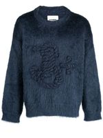 Jil Sander pull à motif monogrammé brodé - Bleu