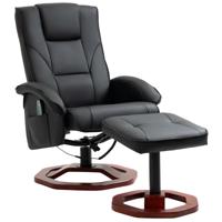 HOMCOM massagestoel relaxfauteuil met voetenbank relax ligbed relaxfauteuil zwart