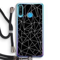 Geometrische lijnen wit: Huawei P30 Lite Transparant Hoesje met koord