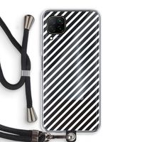 Strepen zwart-wit: Huawei P40 Lite Transparant Hoesje met koord Strepen zwart-wit: Huawei P40 Lite Transparant Hoesje met koord