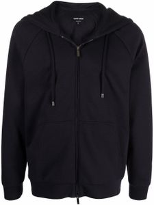 Giorgio Armani hoodie Blouson zippé à logo embossé - Bleu