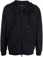 Giorgio Armani hoodie Blouson zippé à logo embossé - Bleu