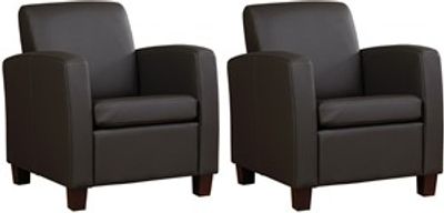 Set van 2 Donkerbruine leren landelijke fauteuils Joy - poot hout bruin - Toledo Leer Caffe (donkerbruin leer)