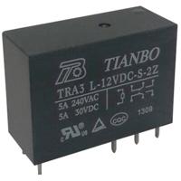 Tianbo Electronics TRA3 L-12VDC-S-2Z Printrelais 12 V/DC 8 A 2x wisselcontact 1 stuk(s)