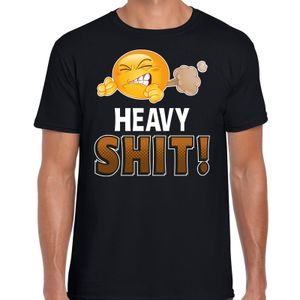 Funny emoticon t-shirt heavy shit zwart voor heren