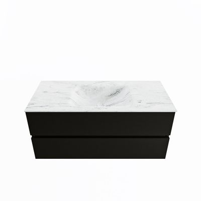 MONDIAZ VICA-DLUX 110cm badmeubel onderkast Urban 2 lades. Inbouw wastafel CLOUD midden 1 kraangat, kleur Opalo.