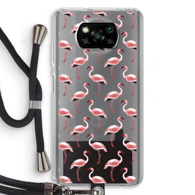 Flamingoprint groen: Xiaomi Poco X3 NFC Transparant Hoesje met koord