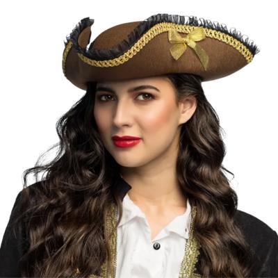 Piratenhoed Kapitein - bruin / goud - piraten - verkleden - carnaval - thema