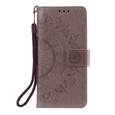 Shop4 - Samsung Galaxy A12 Hoesje - Wallet Case Mandala Patroon Grijs