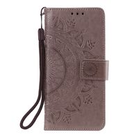 Shop4 - Samsung Galaxy A12 Hoesje - Wallet Case Mandala Patroon Grijs - thumbnail