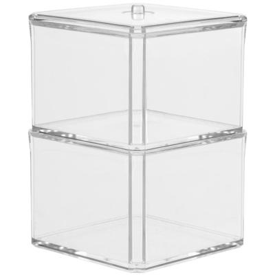 Make-up organizer - transparant - kunststof - 9,5x9,5x17 cm - dubbele houder