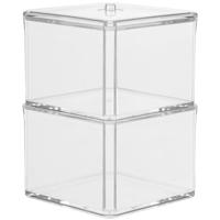 Make-up organizer - transparant - kunststof - 9,5x9,5x17 cm - dubbele houder