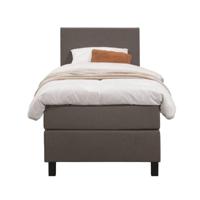 Leen Bakker - Boxspring Liv Egaal - Donker - 90x200 Cm - Vierkante Poot - Stof - Bruin