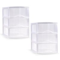 Ladeblokje/bureau organizer - 2x - 3 lades - transparant - L26 x B37 x H37 cm - plastic