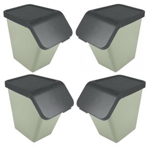 Sunware Sigma Home sorteer bak - 4x - afvalbak - groen - stapelbaar - 40L - 49 x 27 x 45 cm