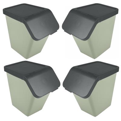 Sunware Sigma Home sorteer bak - 4x - afvalbak - groen - stapelbaar - 40L - 49 x 27 x 45 cm