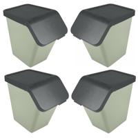 Sunware Sigma Home sorteer bak - 4x - afvalbak - groen - stapelbaar - 40L - 49 x 27 x 45 cm