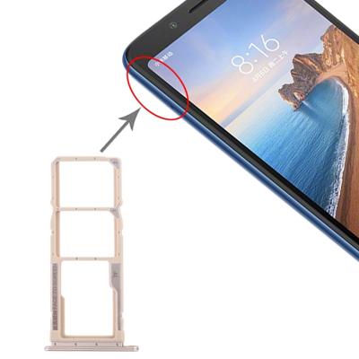 SIM-kaart lade + SIM-kaart lade + micro SD-kaart lade voor Xiaomi Redmi 7A (goud)