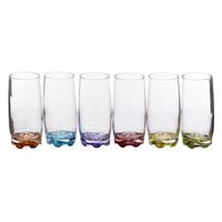 Set van 6x stuks drinkglazen/waterglazen kleurenmix 380 ml   - - thumbnail
