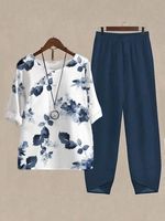 Loose Casual Floral Two-Piece Set - thumbnail