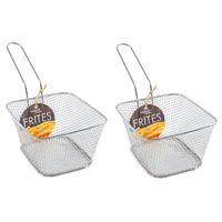 2x stuks zilveren patat/snack serveermandjes/frietmandjes 14 cm