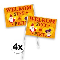 4x Welkom Sint en Piet zwaaivlaggetje