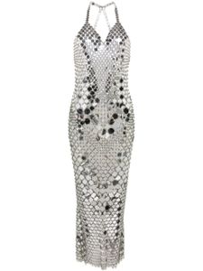 Rabanne robe longue à sequins - Argent