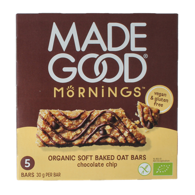 Mornings bar choco chip bio 5 Stuks
