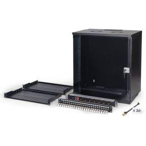 Digitus 19 network bundle, 12U cabinet and equipment, bl Zwart
