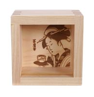 Houten Sake kop Utamaro - Masu - 8 x 8 x 5cm - thumbnail