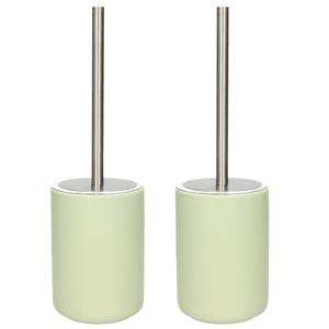 Set van 2x stuks wC-borstel/toiletborstel inclusief houder licht groen 38 cm van steen - Toiletborstels