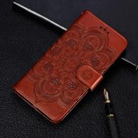 Mandala reliëf patroon horizontale Flip lederen case voor iPhone 11 Pro met houder & kaartsleuven & portemonnee & foto frame & Lanyard (bruin)