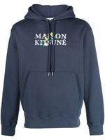 Maison Kitsuné logo-print cotton hoodie - Bleu - thumbnail