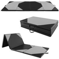 Opvouwbare Gymnastiekmat met 4 Panelen Schuim en PU-Trainingsmat met Handgrepen en Klittenband voor Gymnasten en Yogatrainers