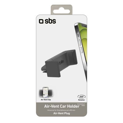 sbs mobile Telefoonhouder voor in de auto 360° draaibaar 55 - 80 mm Bevestigingswijze (auto): Ventilatierooster
